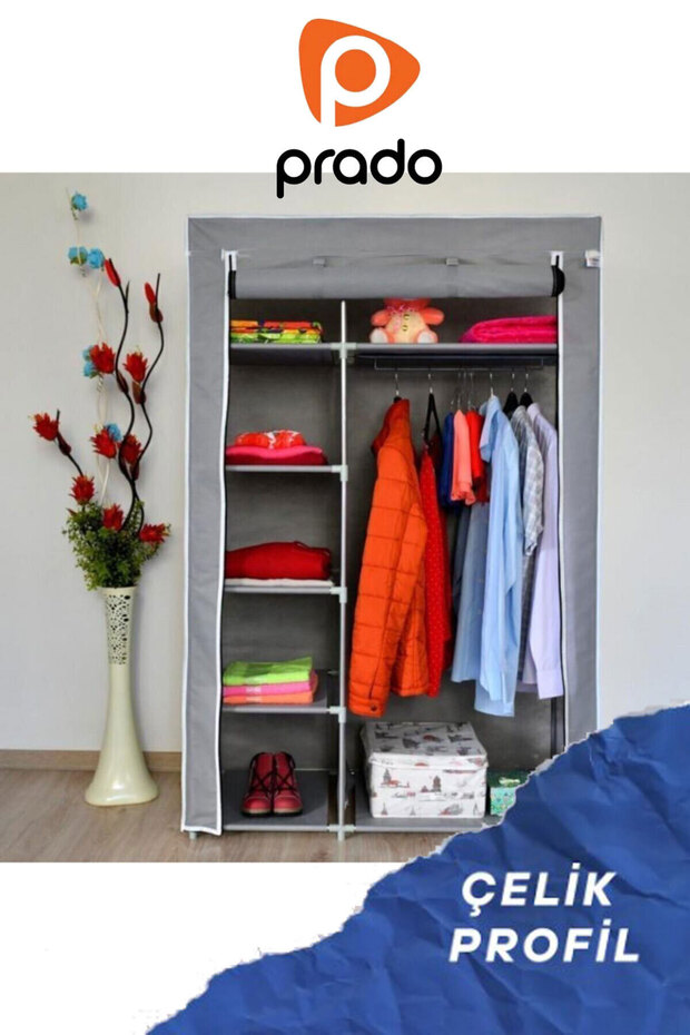 Elit Yandan Raflı Çelik Profilli Bez Dolap - 1