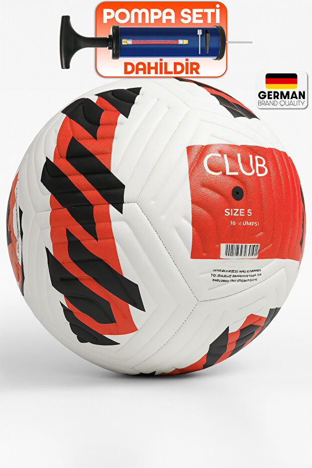 Telvesse Orijinal Futbol Topu Pompa Hediyeli Sert Zemin Halı Saha Futbol Topu Neon Kırmızı No:5