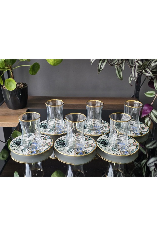 Handmade Crystal Seremony - Double Patterned Tea Set for 6 People