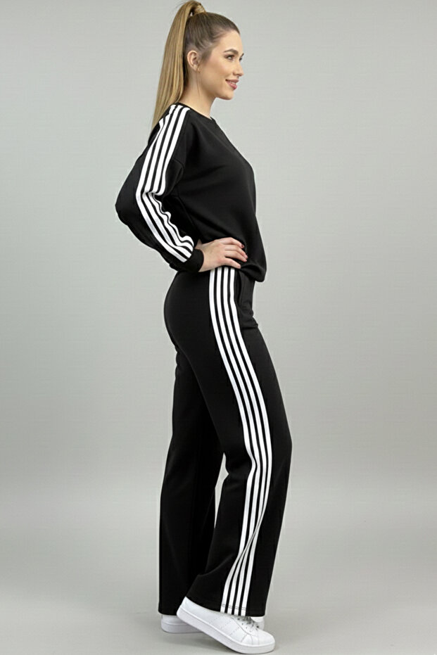 Černá tepláková souprava Modal Fabric 4 Stripe - 2