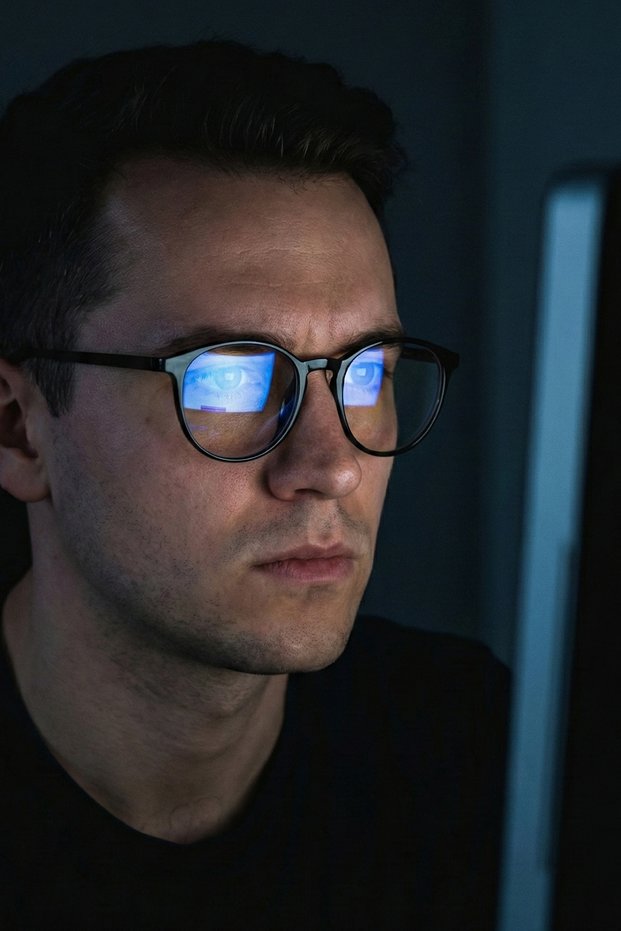Unisex Black Color Round Frame Screen Glasses with Blue Light Filter 8207 C0101