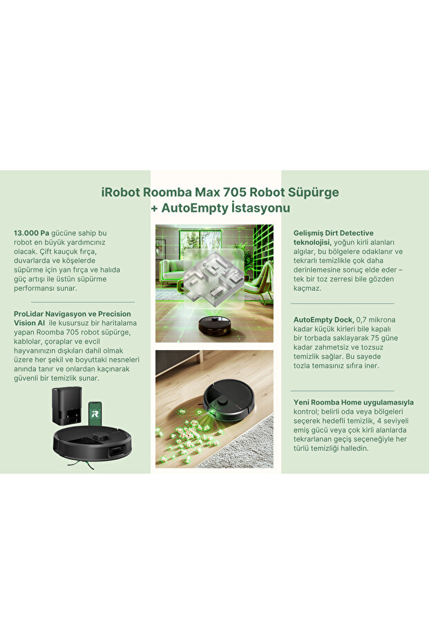 Roomba Max 705 Robot Süpürge + AutoEmpty (Siyah) - 7