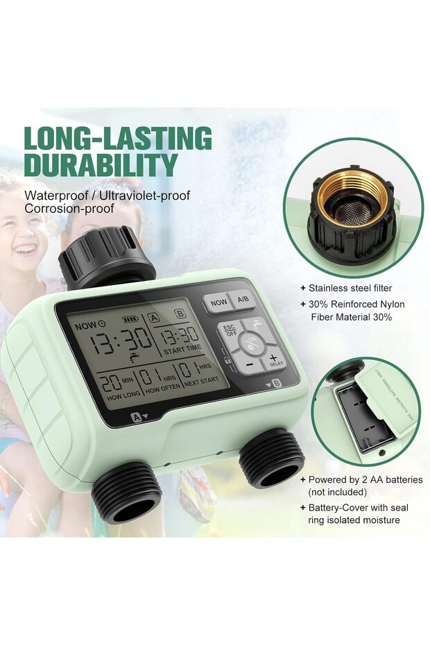 Automatic Irrigation Controller, 2 Independent Zones - 6