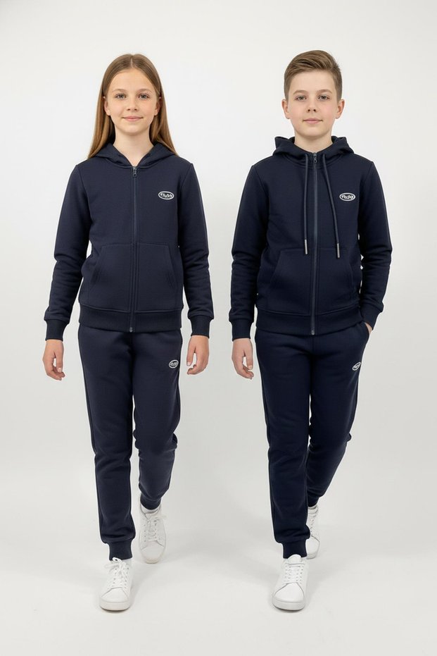 Unisex Children's Tracksuit Set with Zippered Hood and Pockets