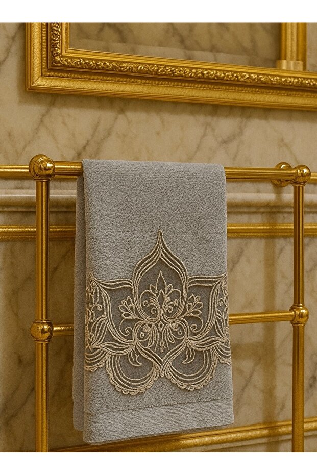 Melis velvet towel gray 50 × 90