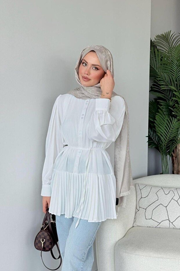 Ronya Piliseli Gömlek Beyaz - 3