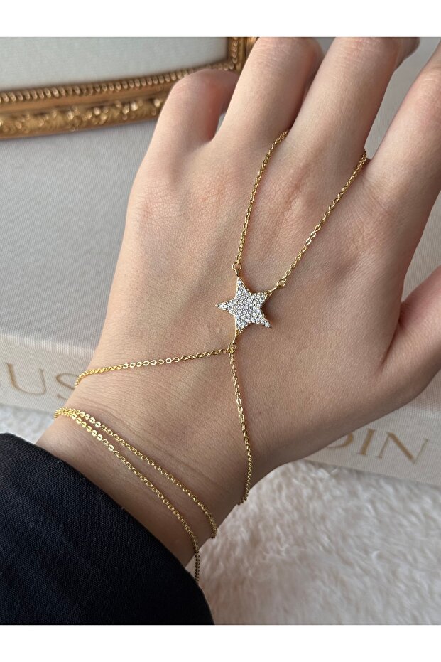 Zircon Stone Star Figured Shahmeran – Stainless Steel Gold