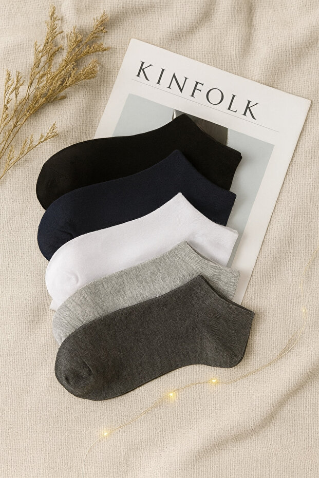 Unisex 5 Li Basic Patik Çorap - 1