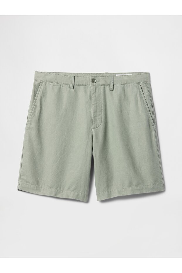 Erkek Yeşil Keten Şort - 2