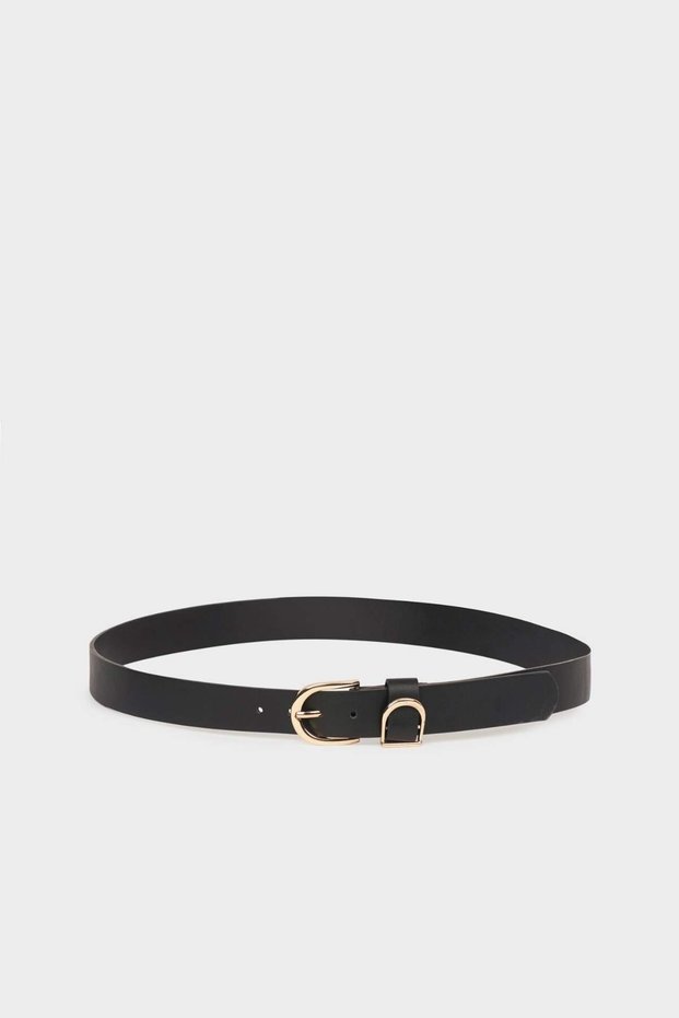 Women's Oval Buckle Faux Leather Jean Belt F3271Axns