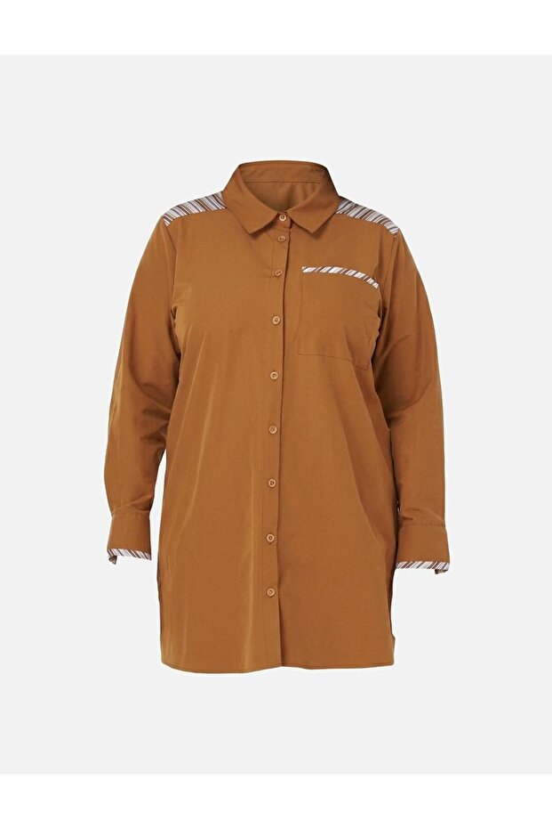 قميص قطني بنمط خطوط بسكويتية - 1