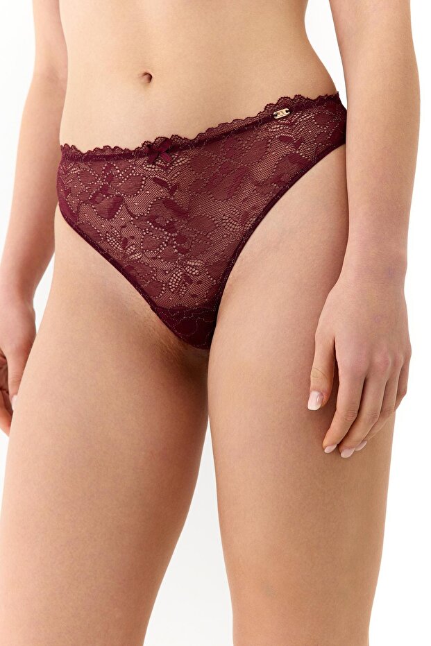 Roma Bordo Dantelli String Külot - 4