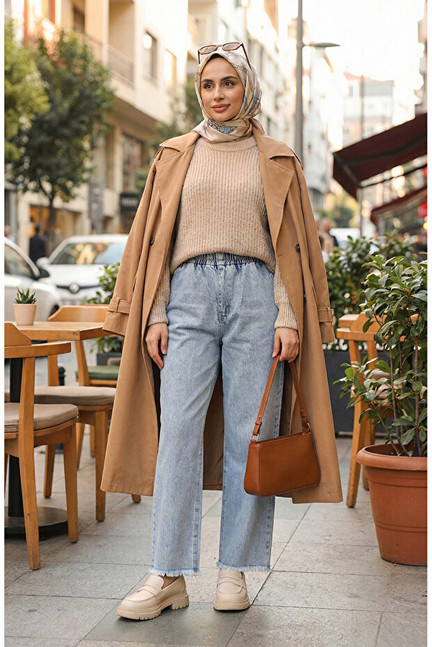 Džíny s elastickým pasem 1793-01 světle modré - 1