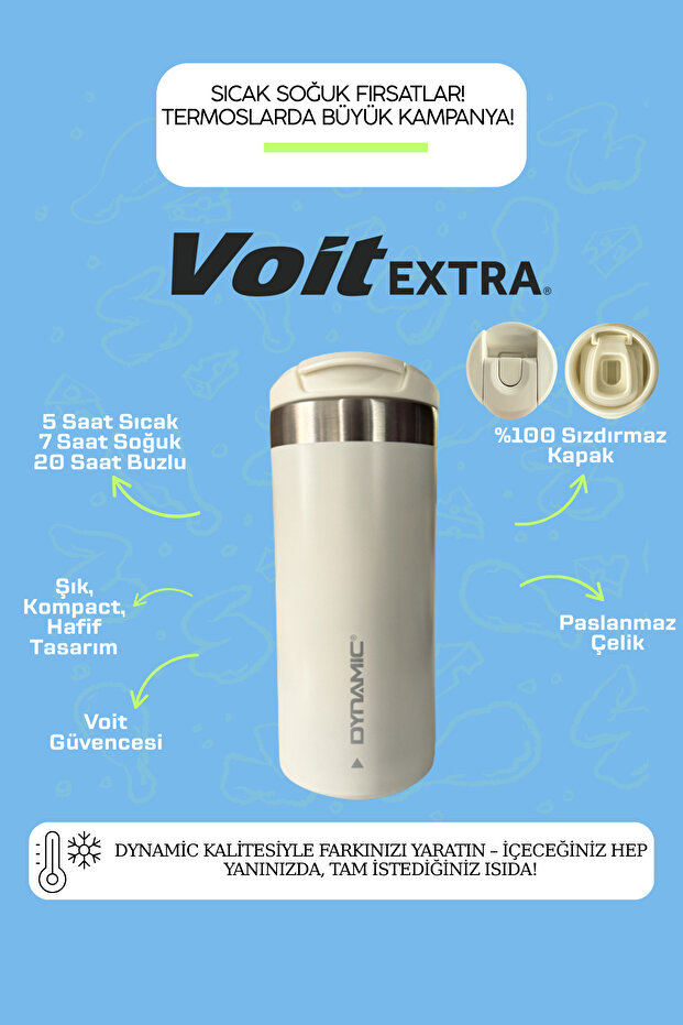 Dynamıc Paslanmaz Çelik Termos  350ML Siyah/Krem 2 Renk Seçeneği - 1