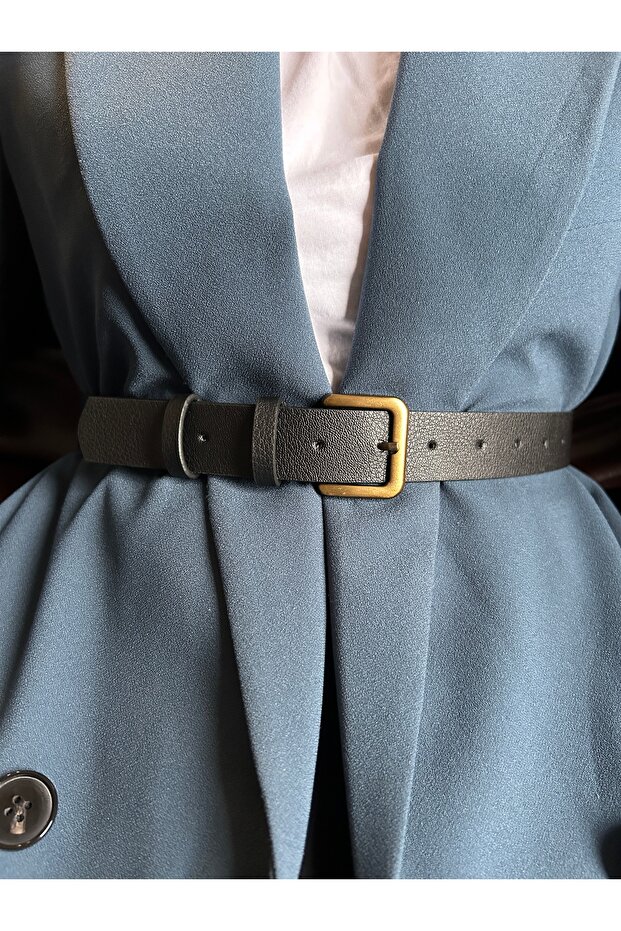 Loyal Rectangular Patterned Women's Antique Vintage Buckle Belt Coat Belt Dress Belt Trouser Belt