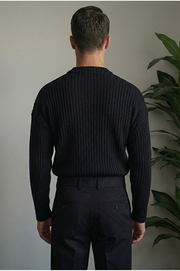 Erkek Fitilli Örme Regular Triko Kazak - 3