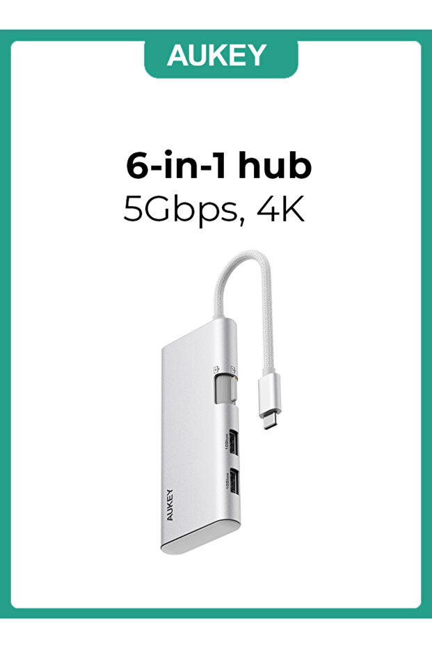 محول موزع USB 6 في 1 من TravelDok، منفذ HDMI واحد، منفذ USB-A واحد، 3 منافذ USB-C، 100 واط PD، 5 جيجابت في الثانية، 4K @ 60 هرتز،