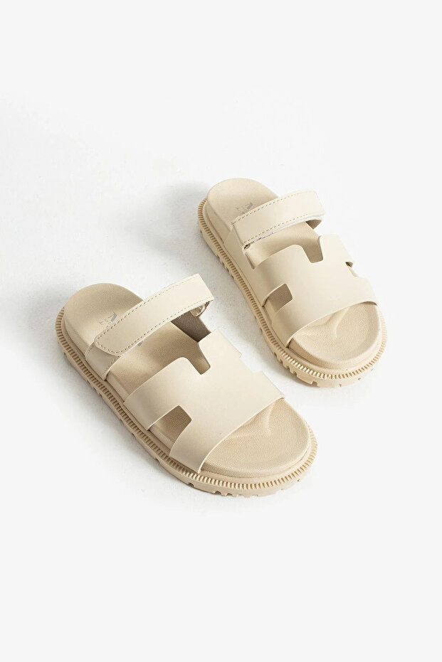 Beige Cırtlı Anatomik Rahat Taban Kadın Terlik - 3