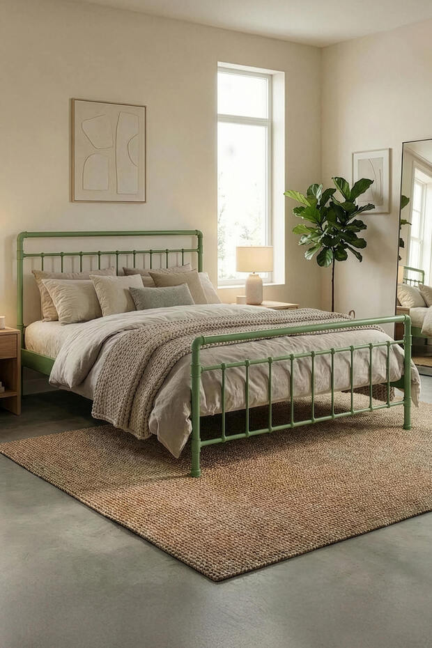 Odin Metal Karyola - Yeşil - Konik Geçme Konfor Destekli Latalı - 140x190/140x200/160x200/180x200 - 1