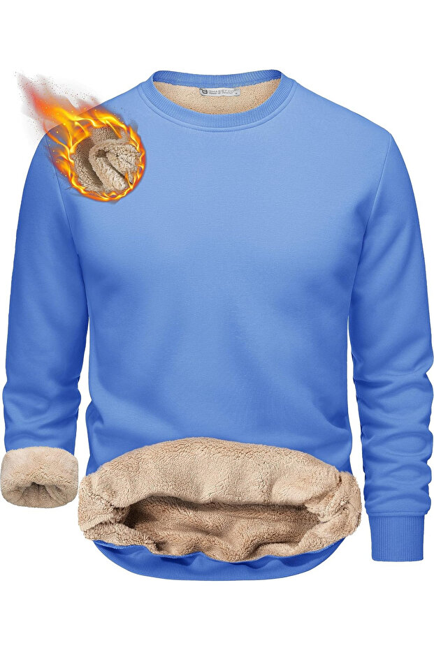 Ghassy Co. Men's Ultra Thermal Sherpa Plush Lined Crew Neck Sweatshirt