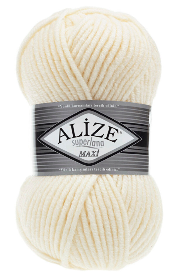 Süperlana Maxi Thick Hand Knitting Yarn 01 Cream