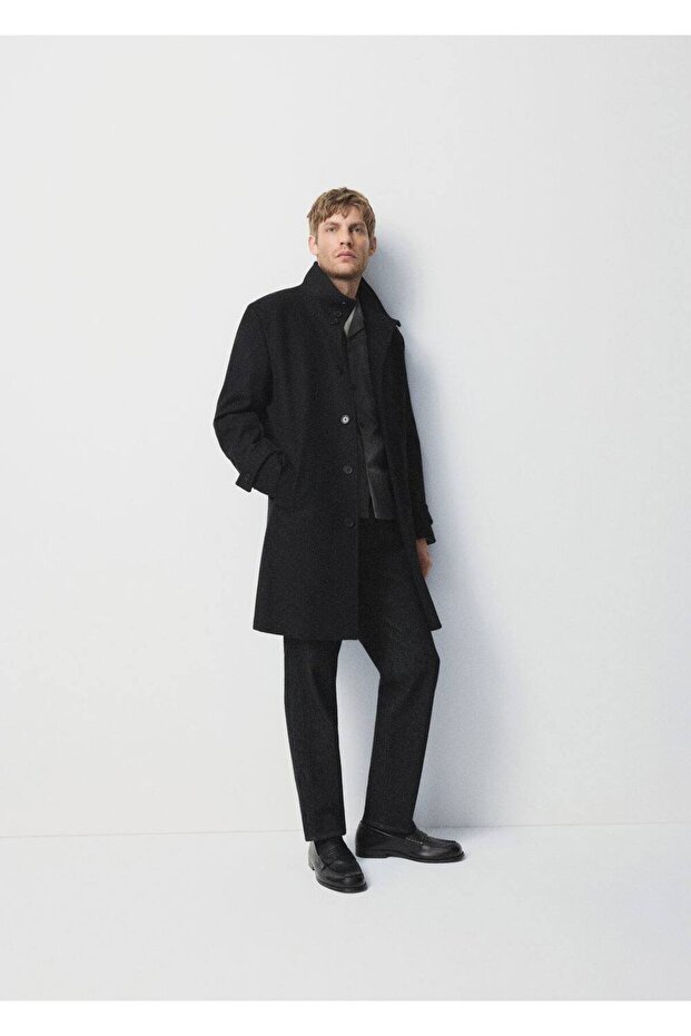 Dik yaka yün palto - 6