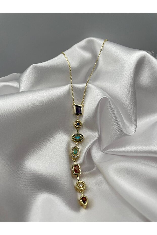 Renkli Taşlı Y Kolye - 3
