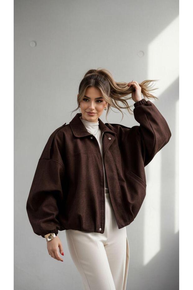 Oversize Bomber Süet Ceket - 5