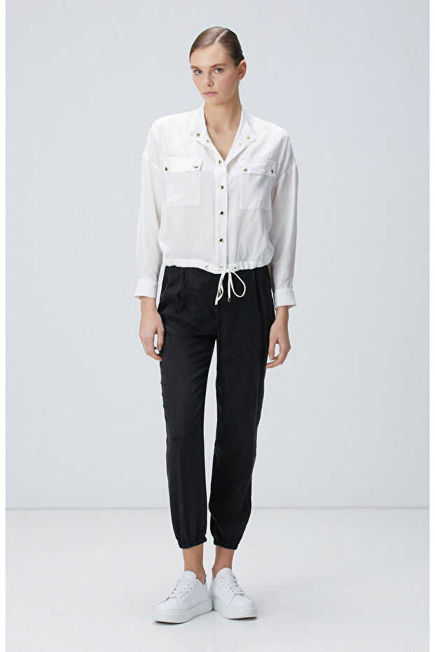 Beyaz Cupro Gömlek - 2