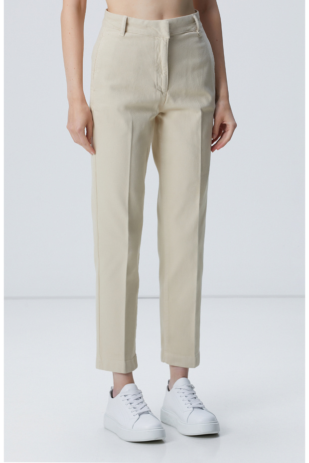 Bej Basic Casual Denim Pantolon - 3