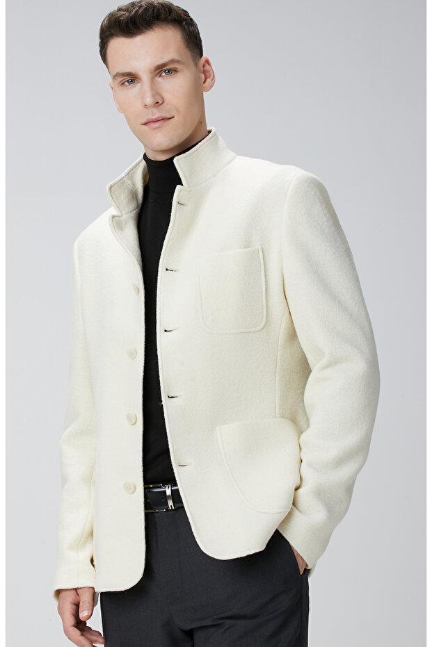 Kırık Beyaz Yün Ceket - 1