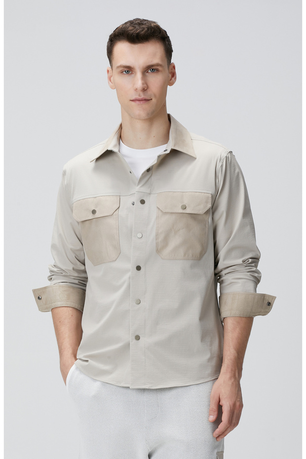 N-Tech Taş Süet Detaylı Dış Gömlek - 1