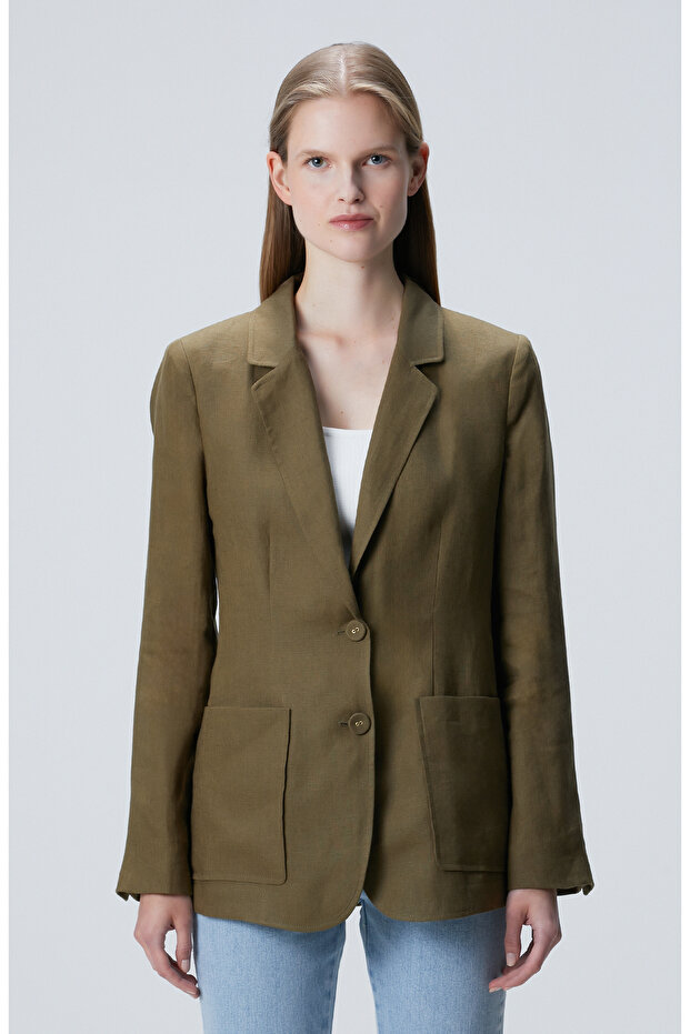 Haki Keten Ceket - 4