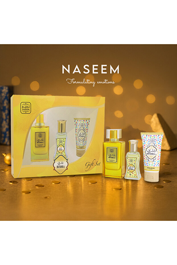Bushra Luxury Unisex Gift Set – Eau de Parfum, Roll-On & Body Cream