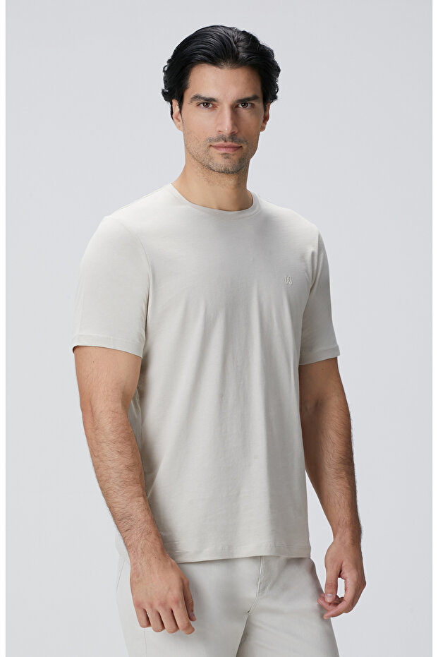 Bej Basic T-shirt - 4