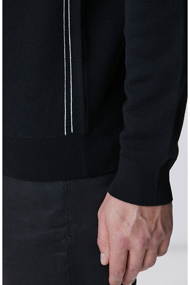 Siyah Yün Karışımlı Kazak - 7