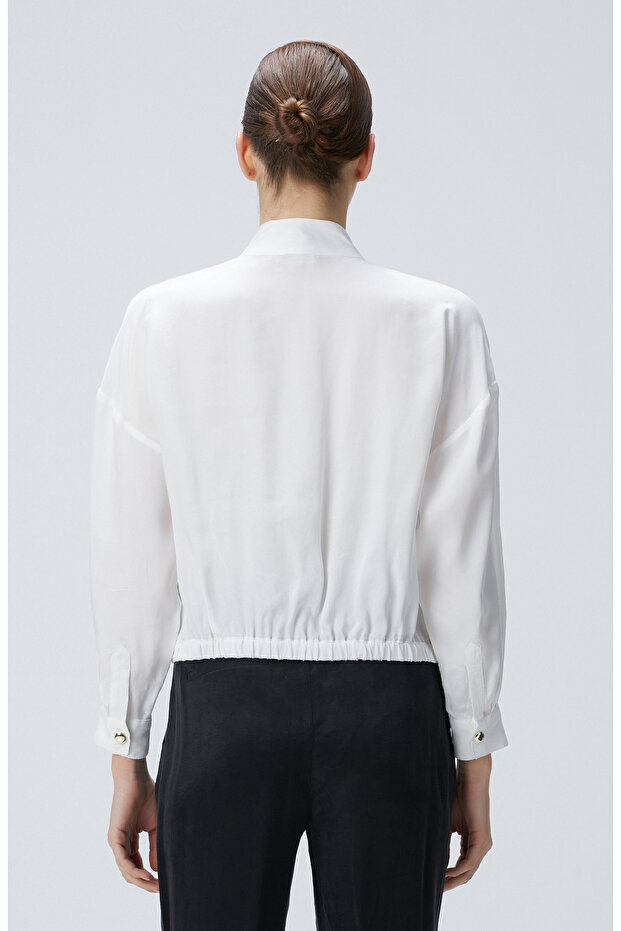 Beyaz Cupro Gömlek - 5
