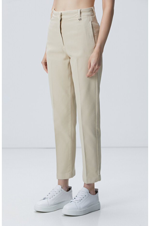 Bej Basic Casual Denim Pantolon - 2