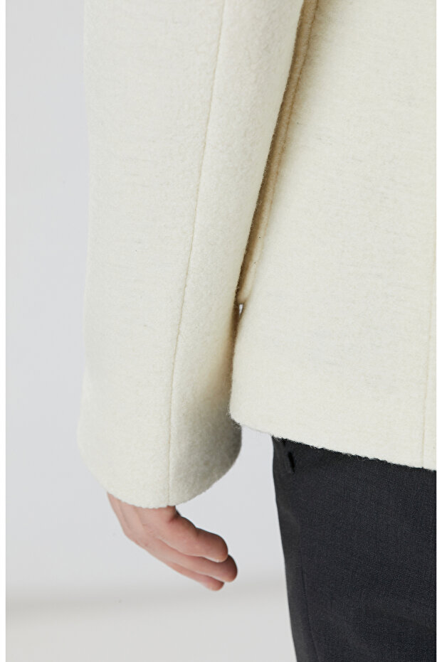 Kırık Beyaz Yün Ceket - 7