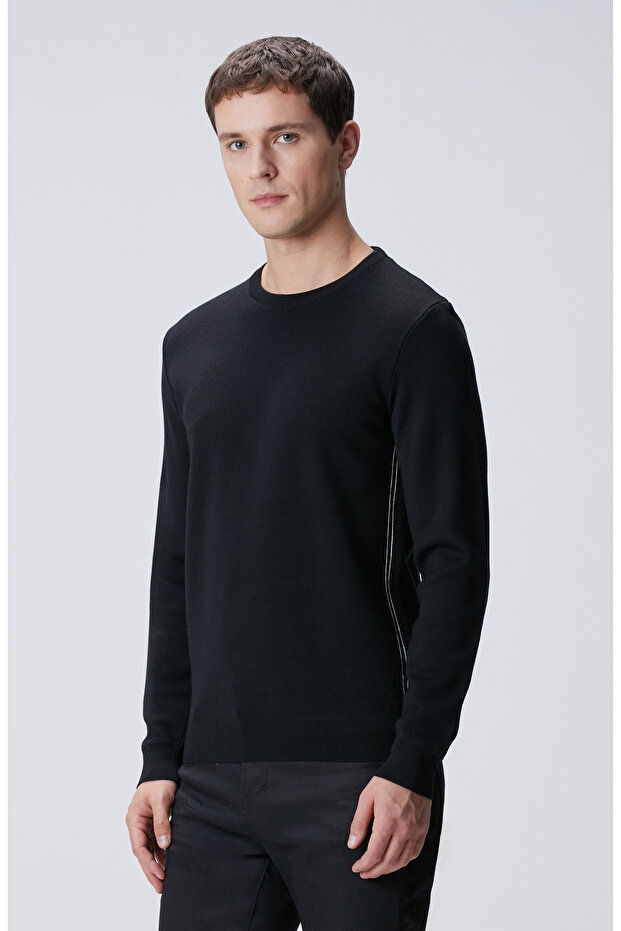 Siyah Yün Karışımlı Kazak - 4