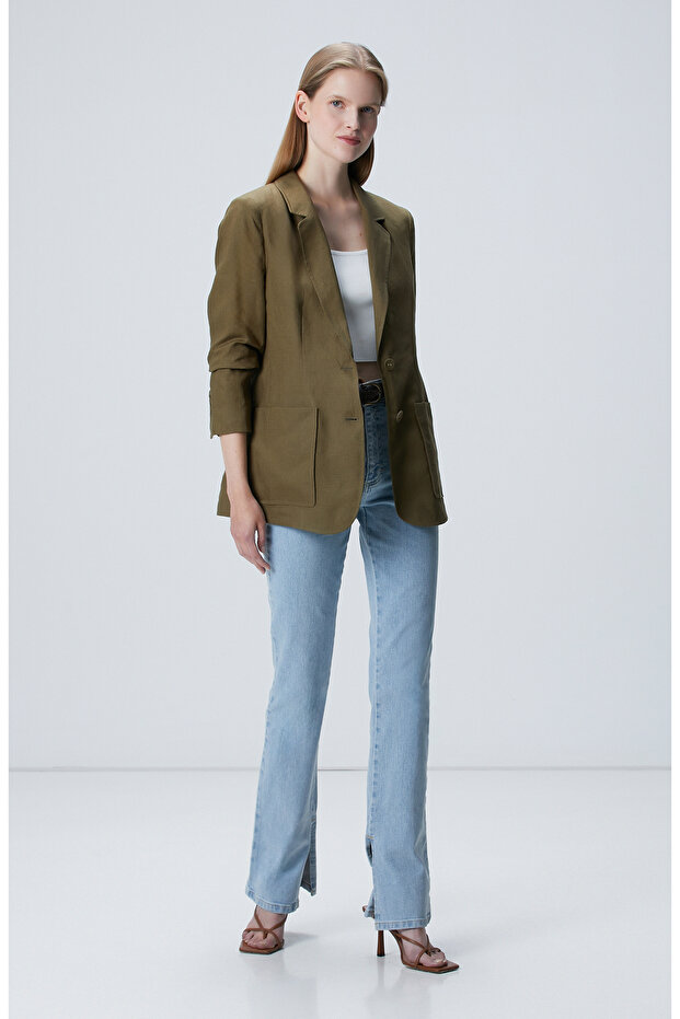 Haki Keten Ceket - 3