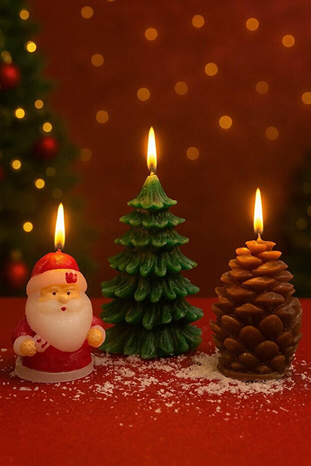 Yılbaşı mum 3 lü set - 2