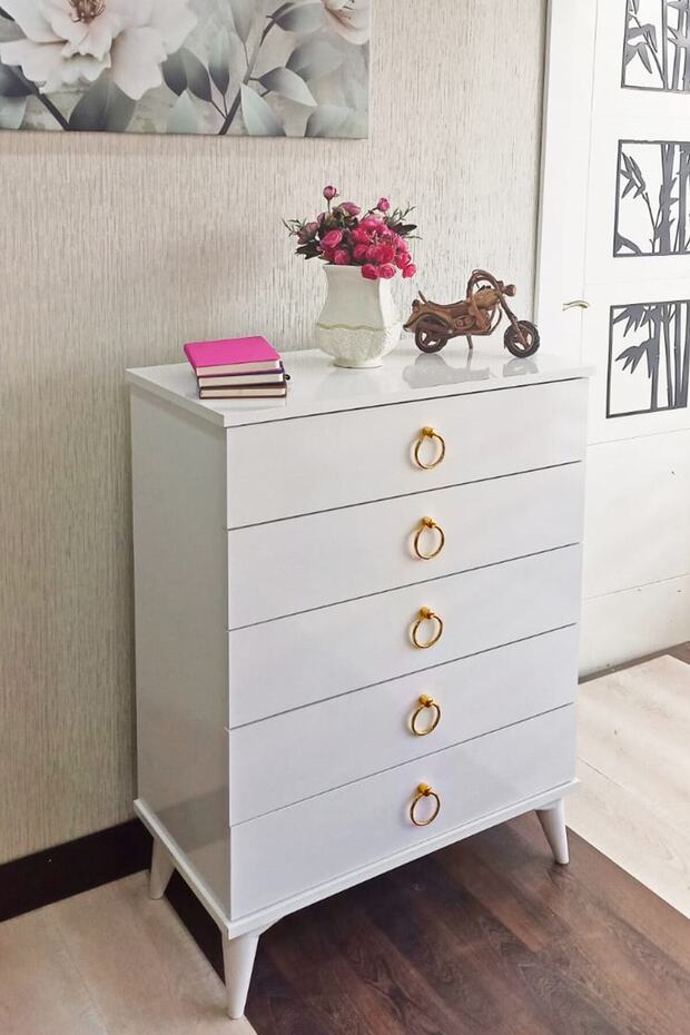 Şifonyer 5 Çekmece Altın - 2