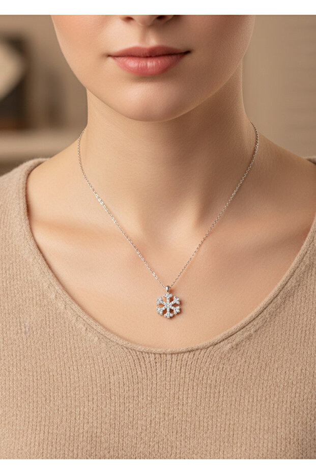 Women's Snowflake Zircon Stone Necklace Dbkl1063