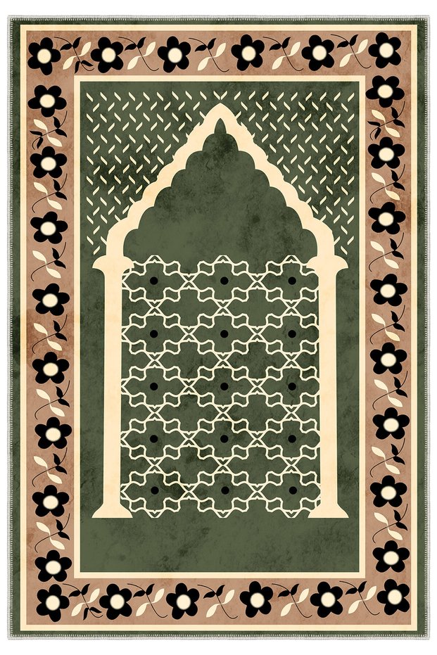 Washable Non-Slip Base Thin Prayer Rug Suitable for Outdoor Use Outdoor Prayer Rug 800 Gr / M2