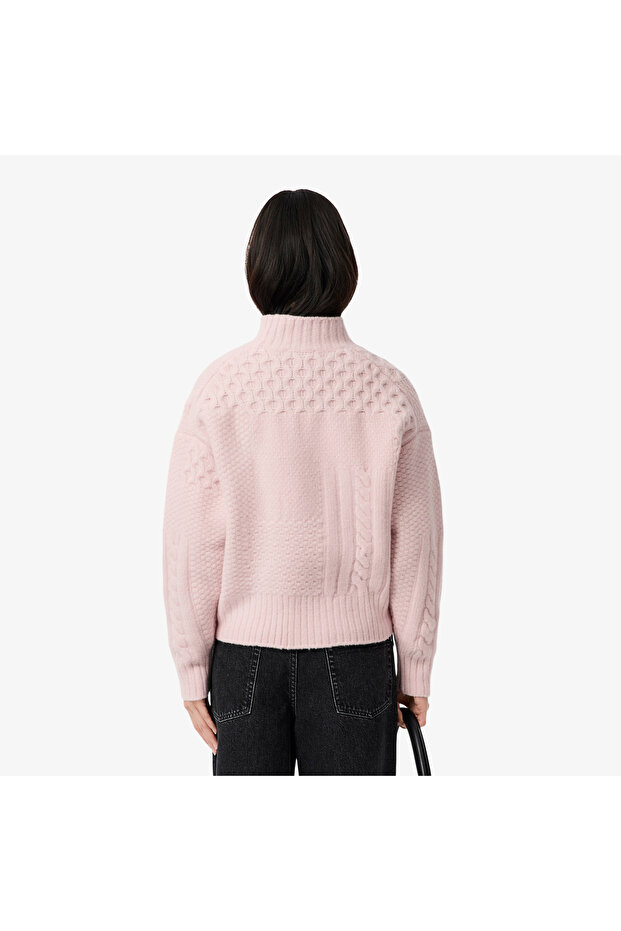 Patchwork Effect High Neck Wool Sweater - AF3974-00-ADY - 3