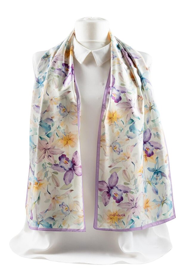 Çiçek Desenli Fular - 5