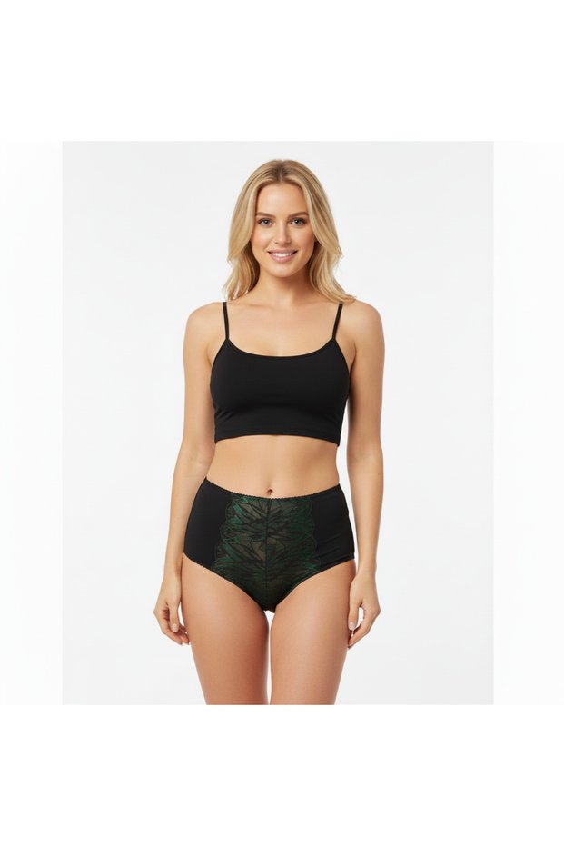 Women's Satin Lace Front High Waist Slip Panties Bb2063