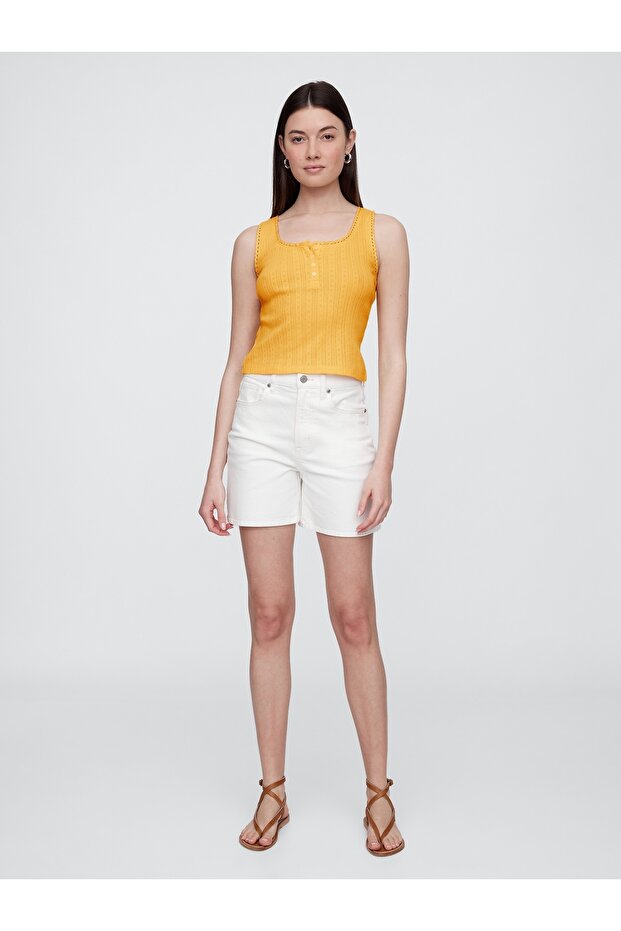 Kadın Sarı Eyelet Atlet - 4