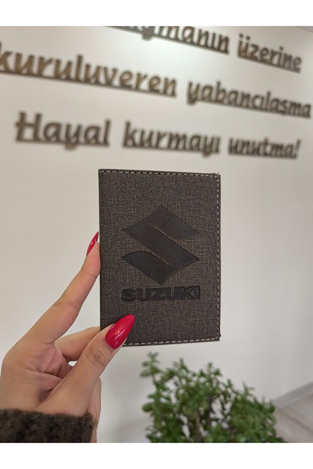 Suzuki Leather Stitched Car License Case Container Auto License Holder Car License Protector